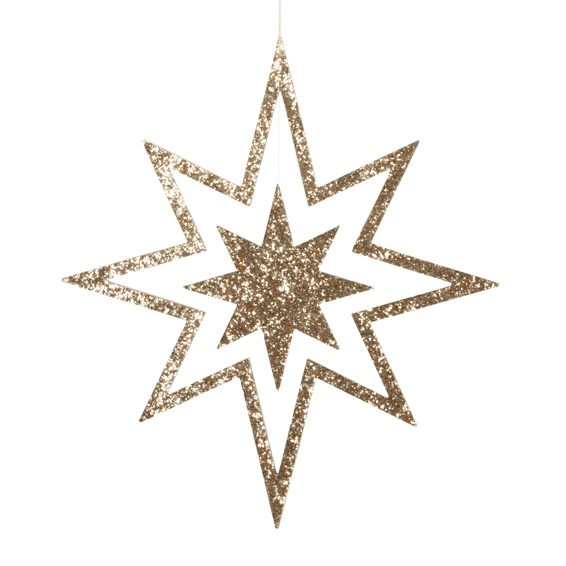 Large Glitter Wooden Star Decorations
