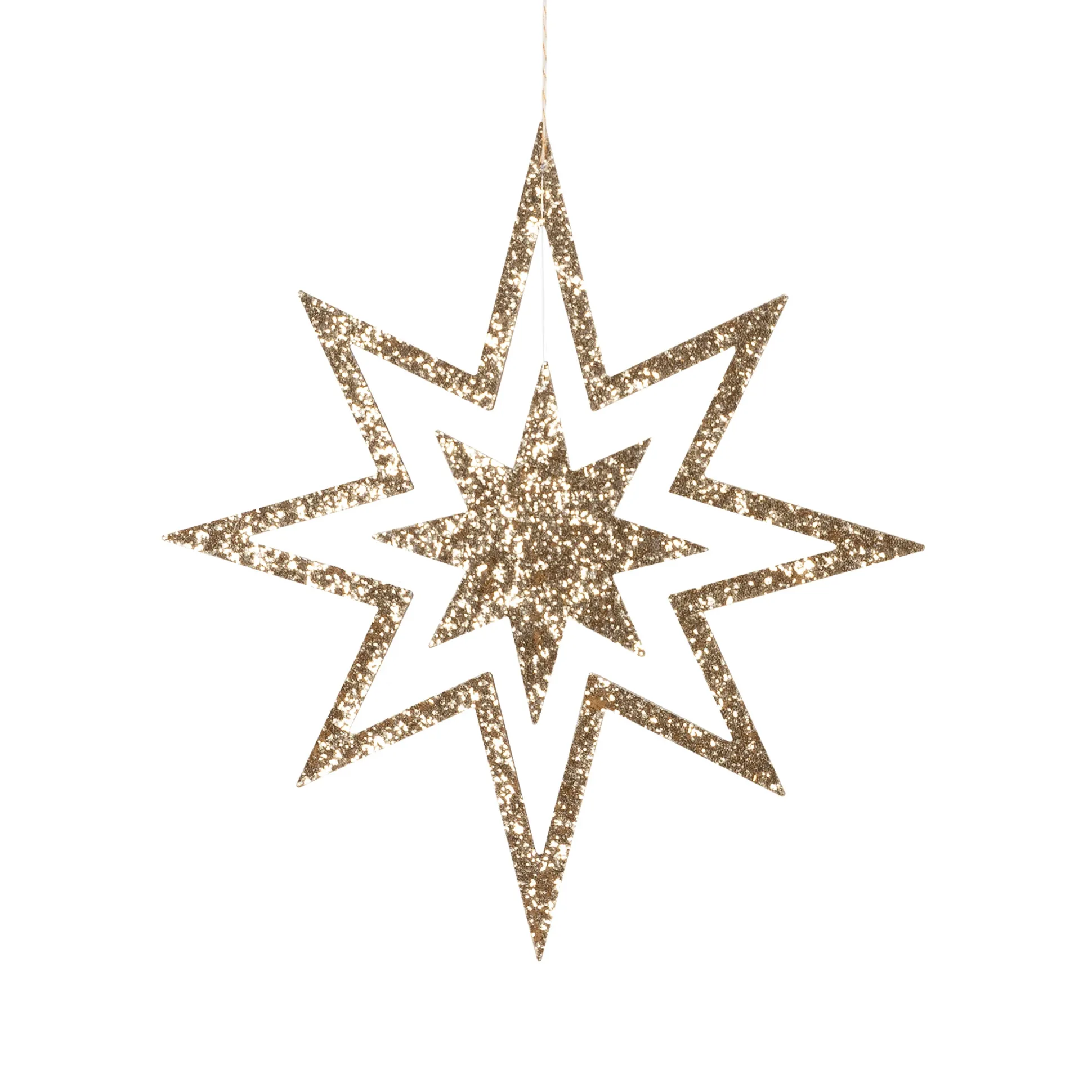 Large Glitter Wooden Star Decorations