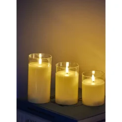 LED Glass Candles, Set Of 3