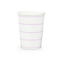 Lilac Frenchie Striped 9 oz Cups, Pack of 8