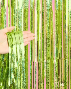 Limelight Curtain - holographic green foil curtain