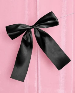 Little Black Bow Banner - black glitter banner