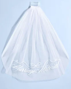 Marriage Material Veil - Embroidered Veil W/ Pearls