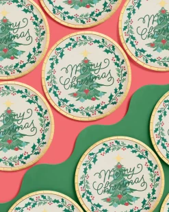 Merry Christmas Plates - 25 foil paper plates