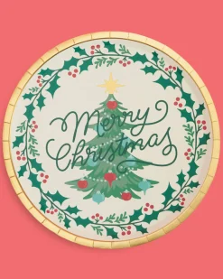 Merry Christmas Plates - 25 foil paper plates