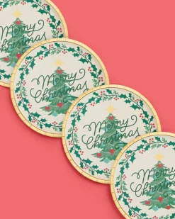 Merry Christmas Plates - 25 foil paper plates