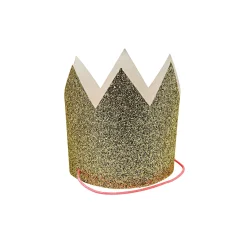 Mini Gold Glitter Crowns, Pack of 8