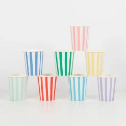 Mixed Stripe Cups, Set of 8
