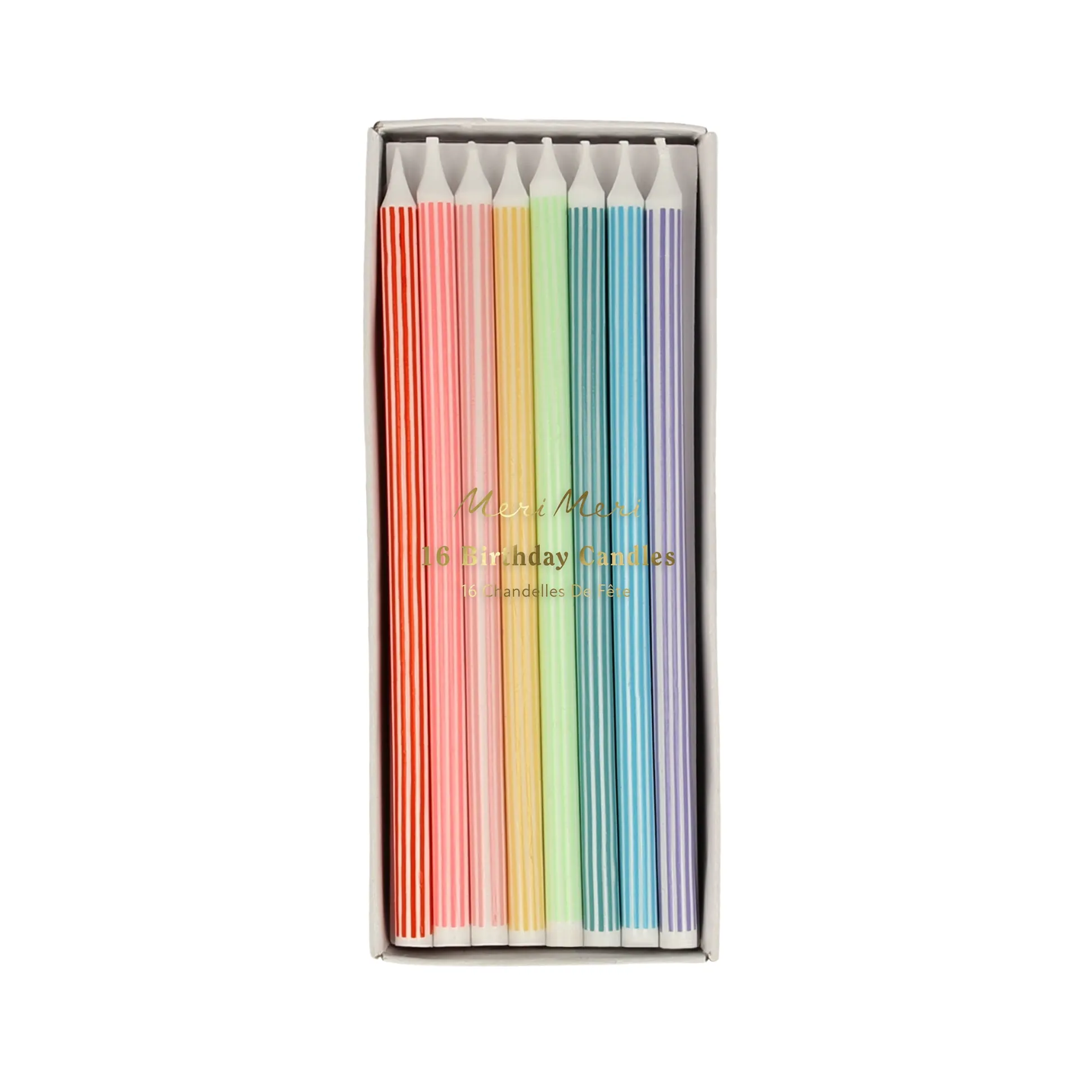 Mixed Striped Candles, Pack of 16