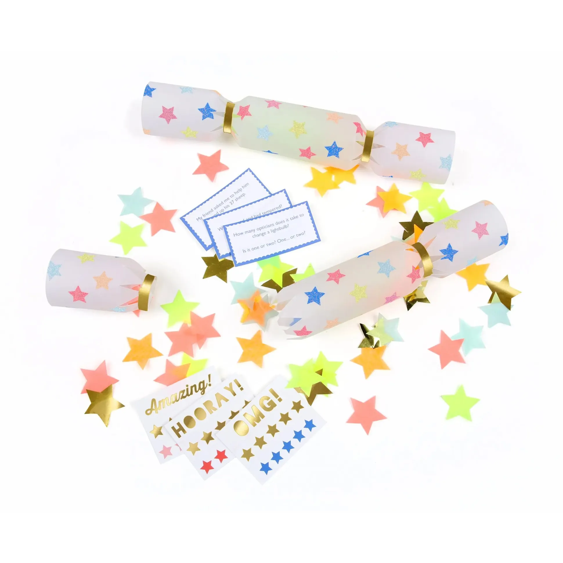 Multicolor Star Confetti Small Crackers, Pack of 6