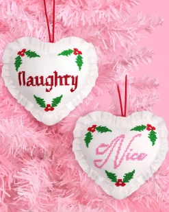 Naughty or Nice Ornament - cross stitch ornament