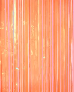 Orange Fringe Curtain Backdrop - iridescent foil banner