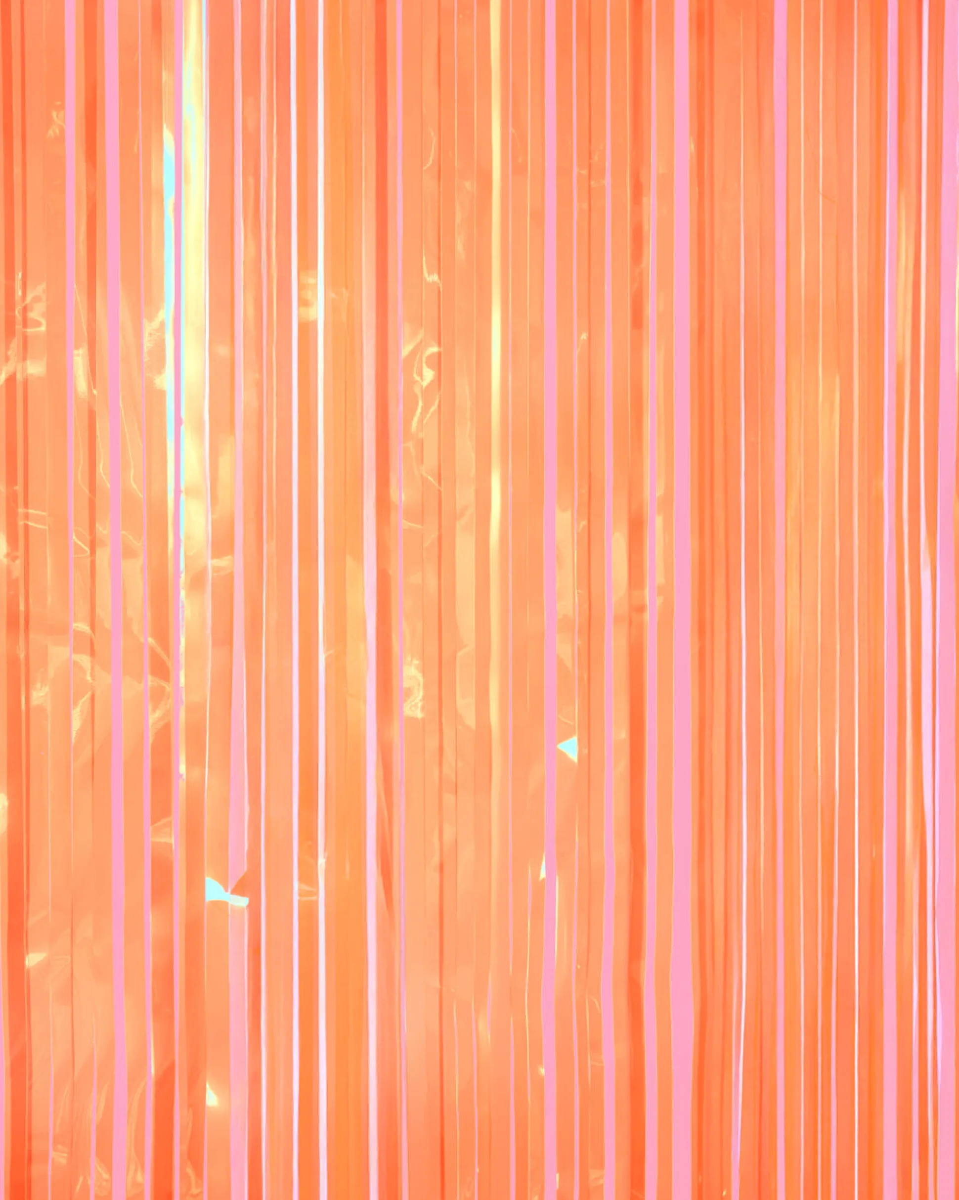 Orange Fringe Curtain Backdrop - iridescent foil banner