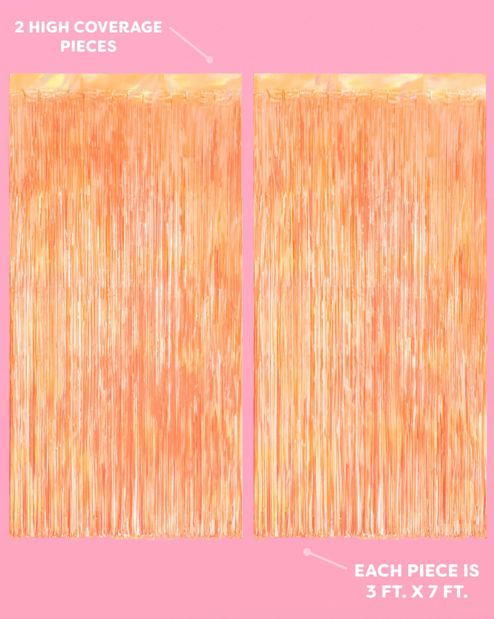 Orange Fringe Curtain Backdrop - iridescent foil banner