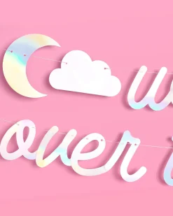 Over the Moon Banner - iridescent foil banner