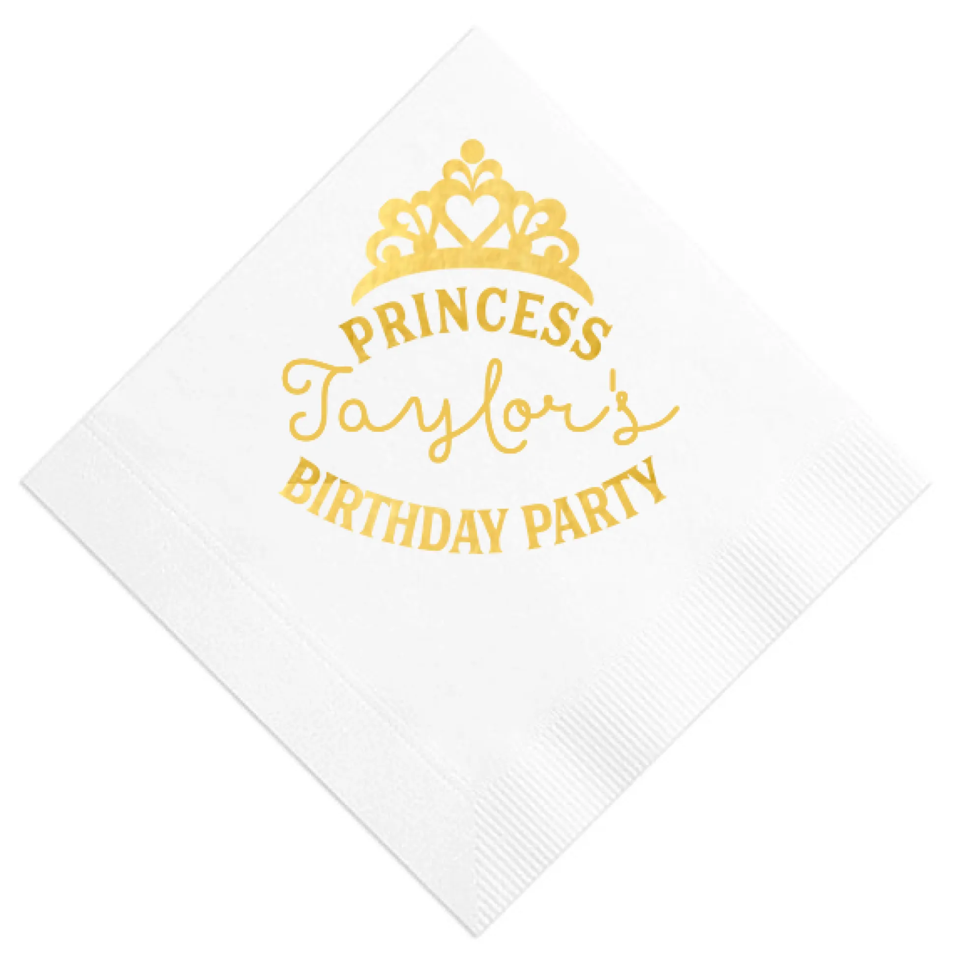 Party Princess Custom Napkin, Gold Foil