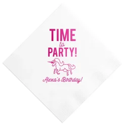 Party Unicorn Custom Napkin, Fuchsia Foil