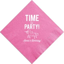 Party Unicorn Custom Napkin, White Foil