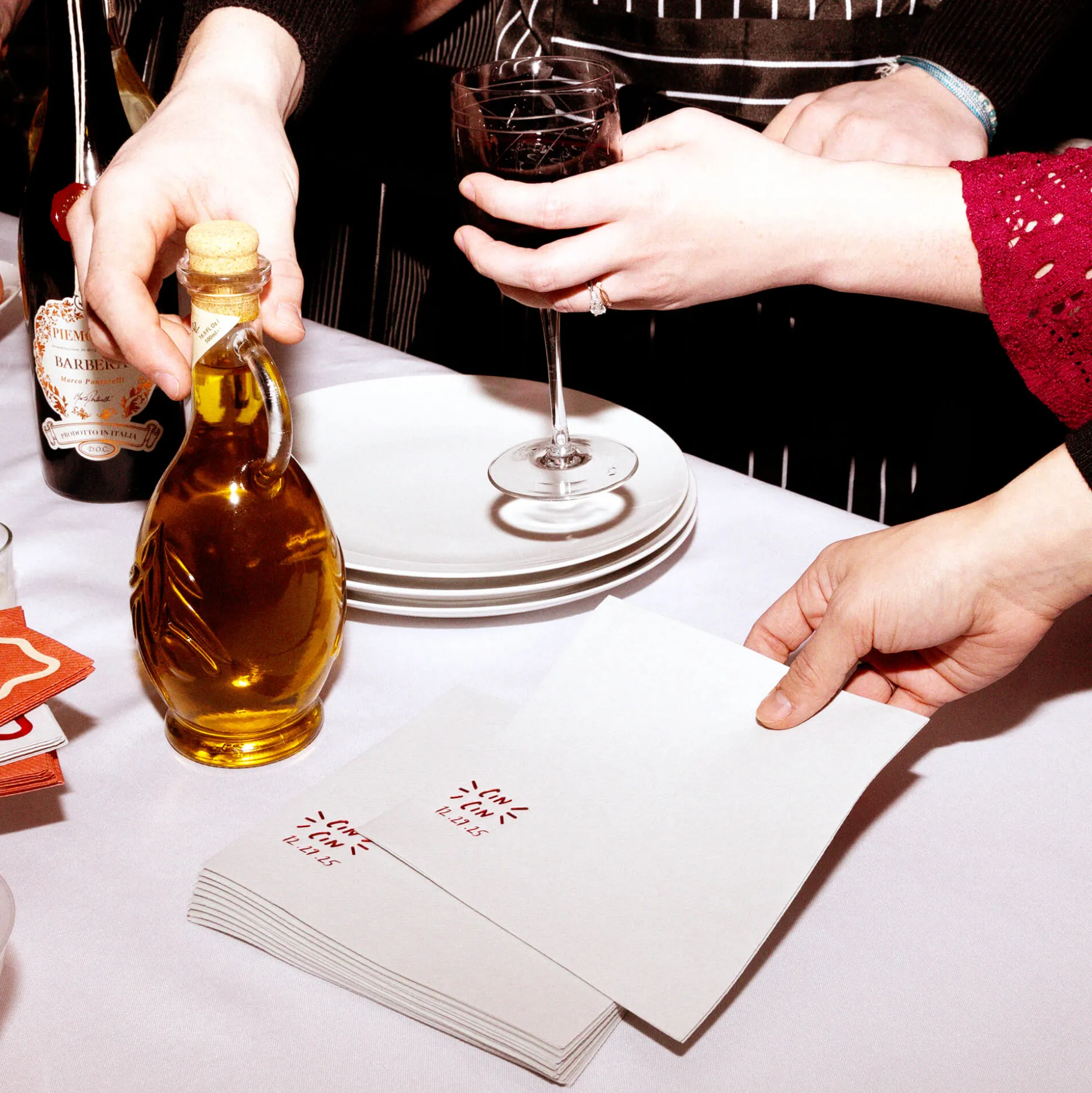 Pasta Party 'Cin Cin' Napkin, Gold Foil