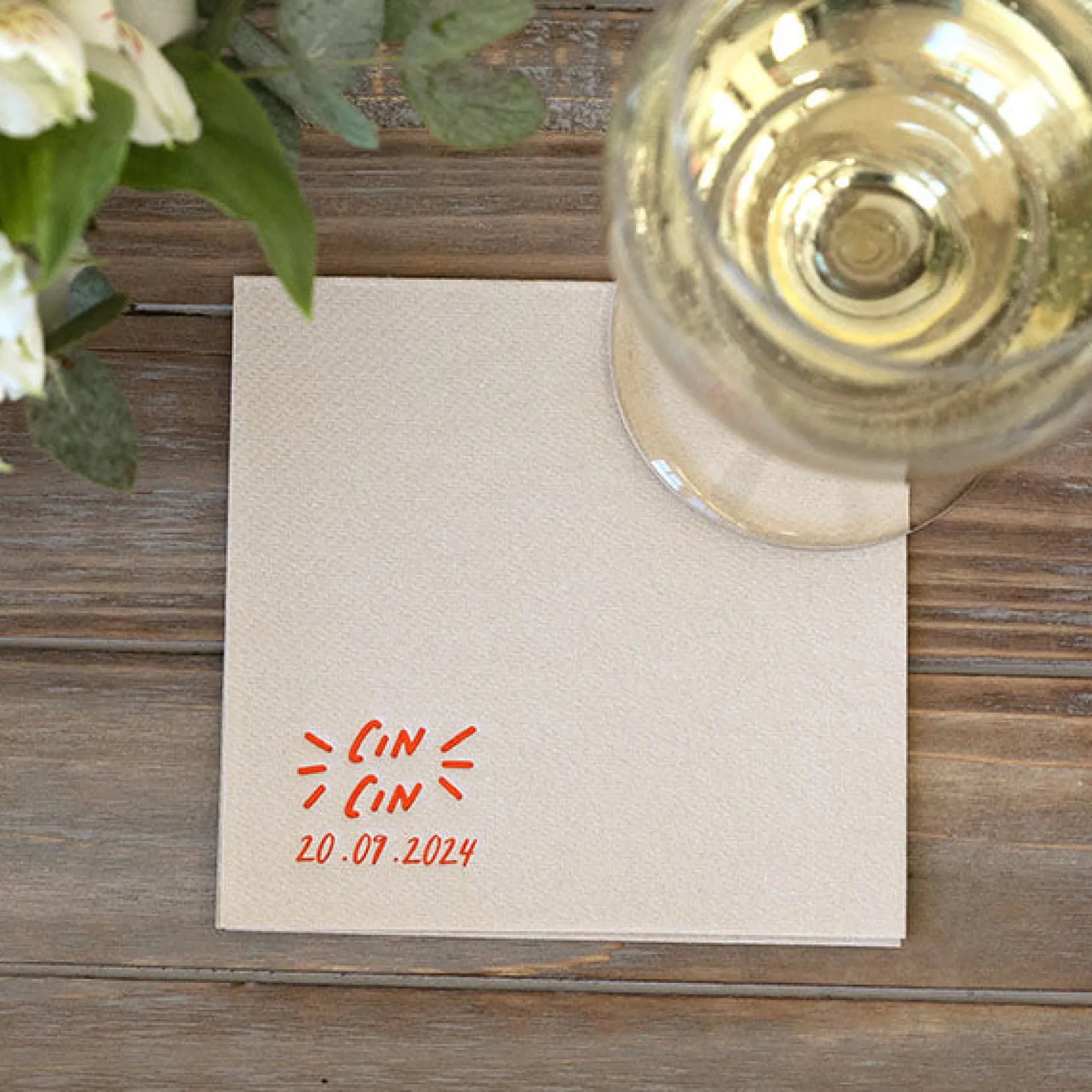 Pasta Party 'Cin Cin' Napkin, White Foil