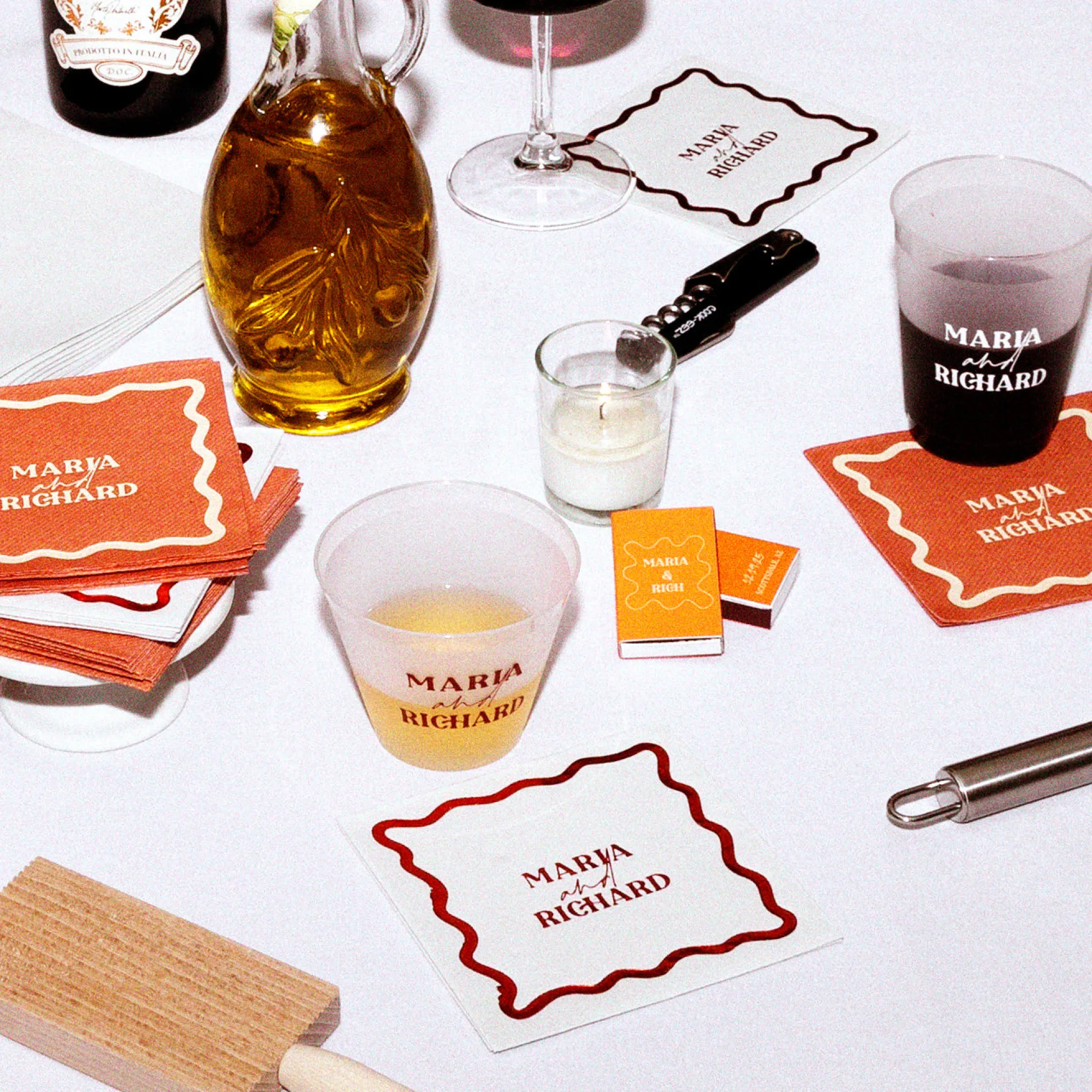 Pasta Party Custom Matchboxes, White Foil
