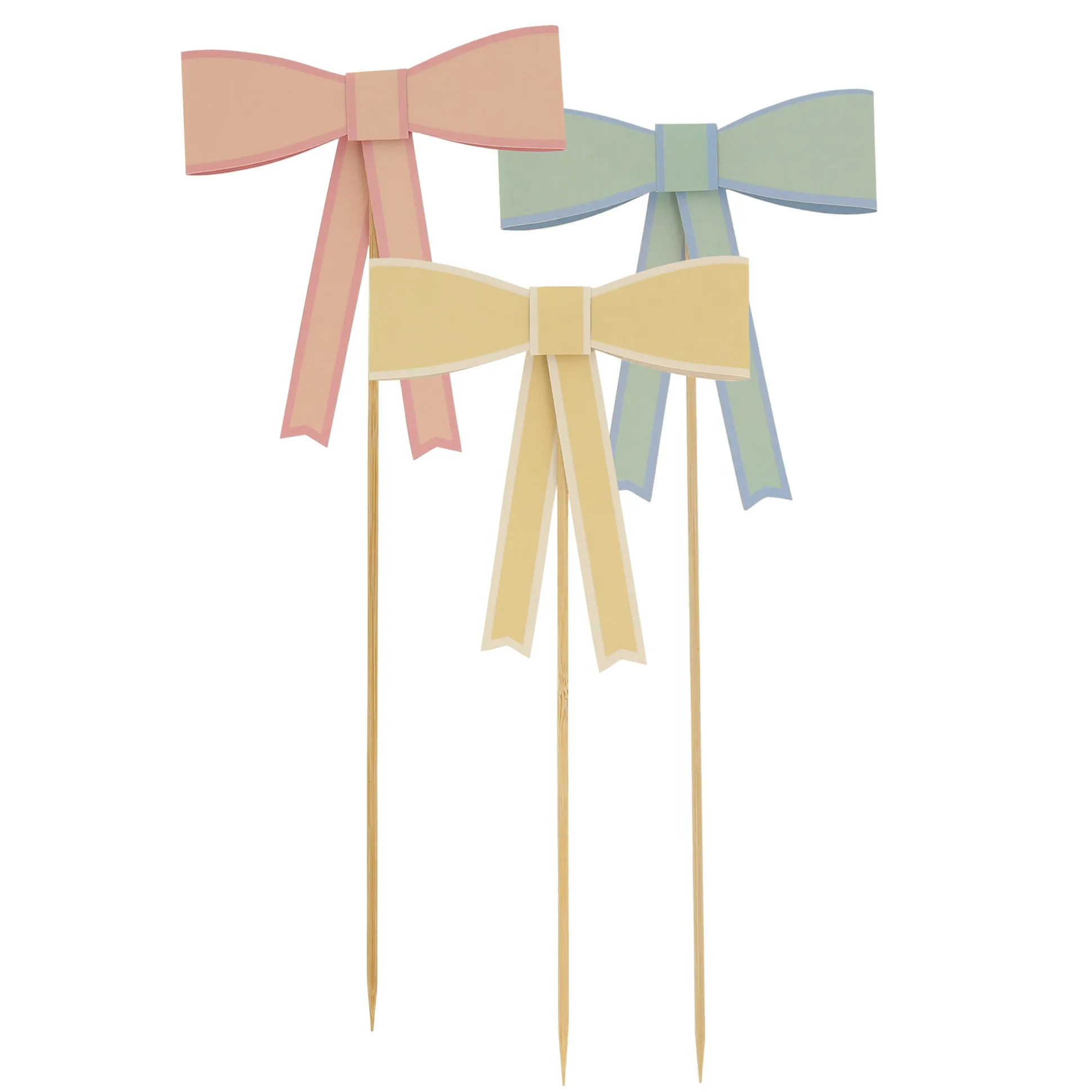 Pastel Bow Cake Toppers, Pack of 3