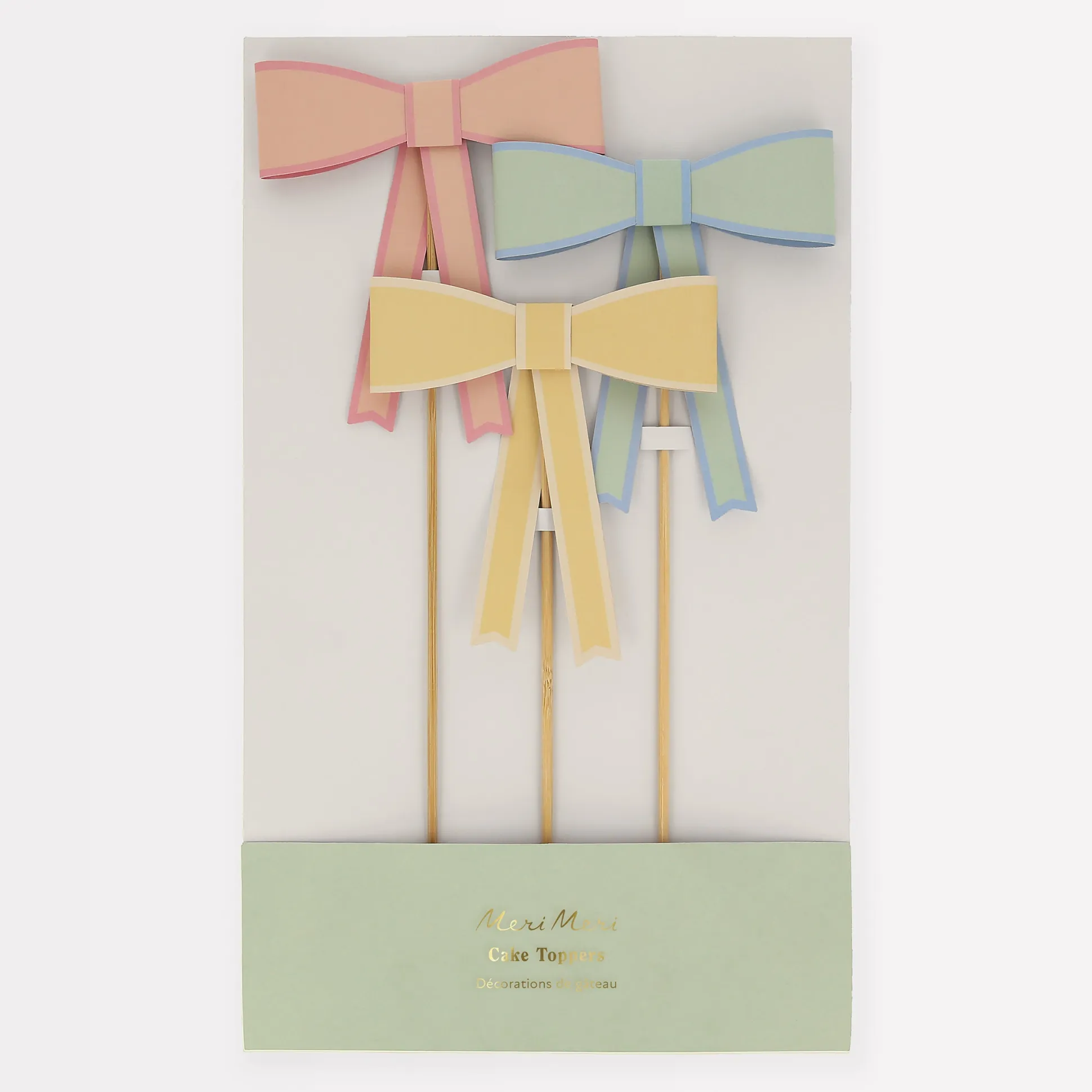 Pastel Bow Cake Toppers, Pack of 3