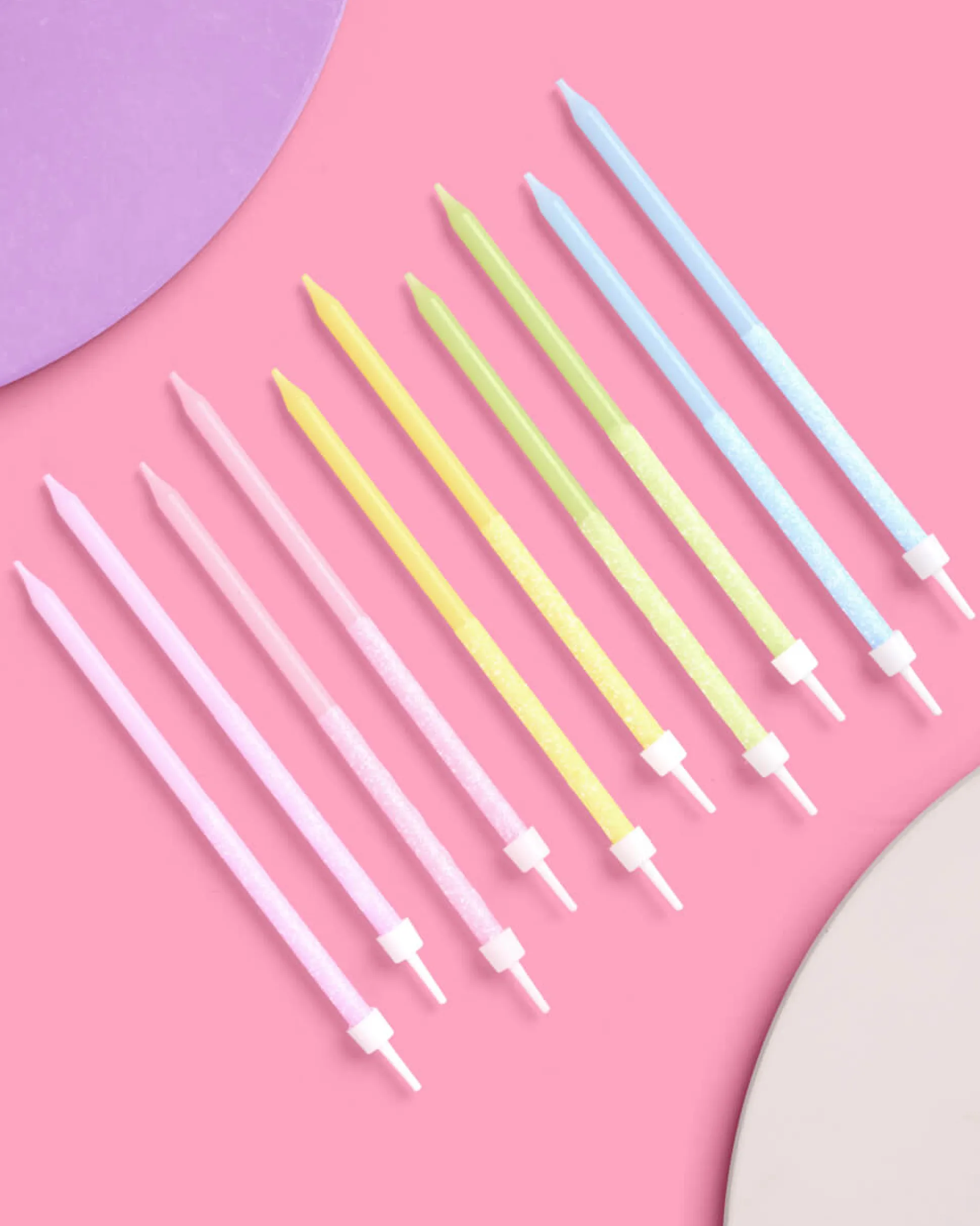 Pastel Glitter Candles - 10 glitter candles