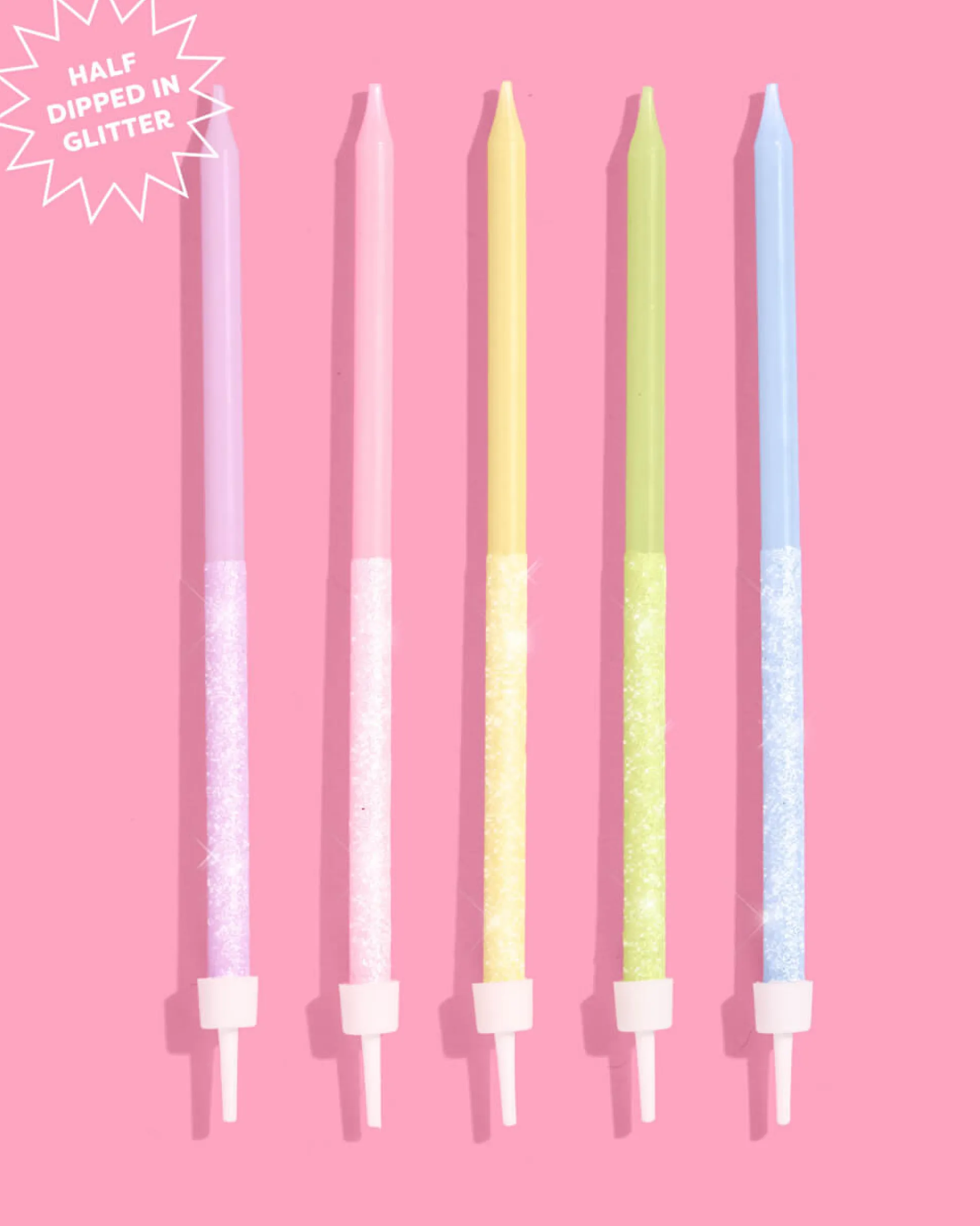 Pastel Glitter Candles - 10 glitter candles