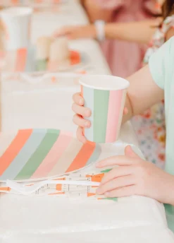 Pastel Striped Paper Cups, Pack of 12