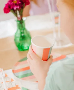 Pastel Striped Paper Cups, Pack of 12