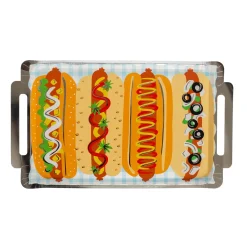 Patriotic Hot Dog Platter Shaped Plates, Pack of 8