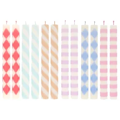 Patterned Table Candles, Pack of 12