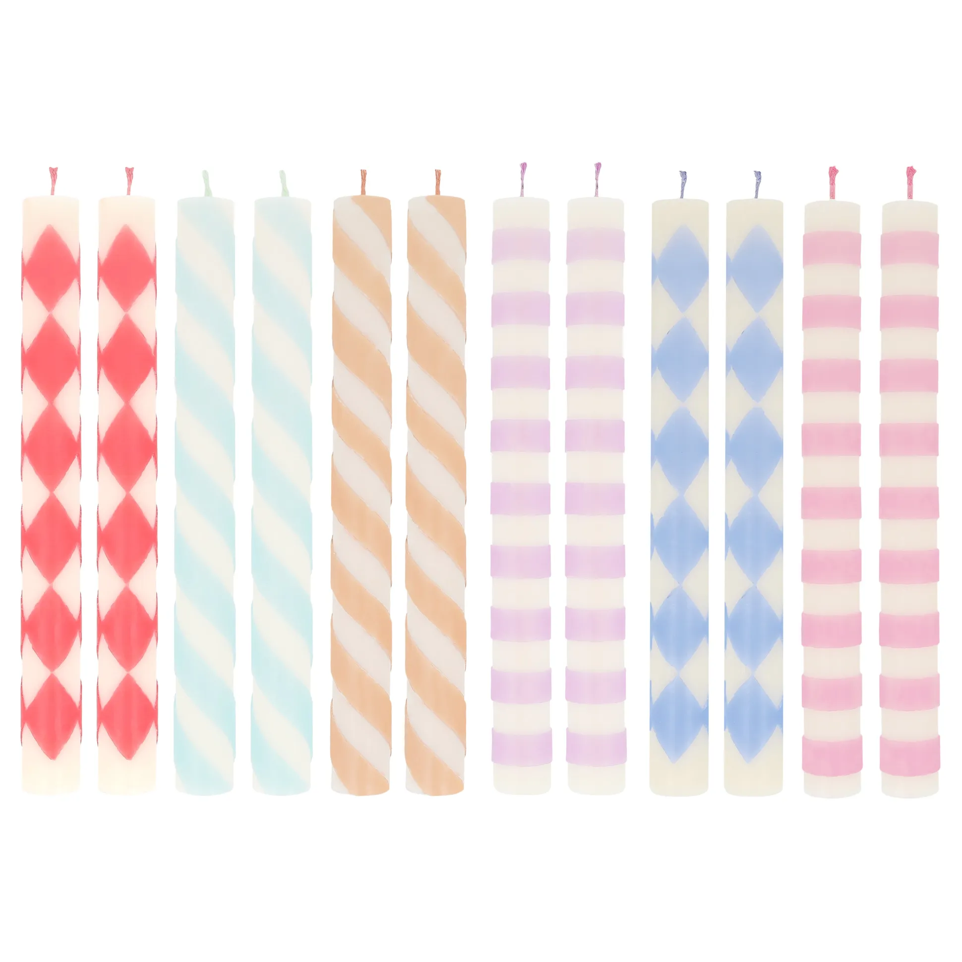 Patterned Table Candles, Pack of 12