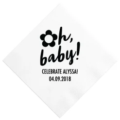Personalized Oh Baby! Napkin, Black Foil