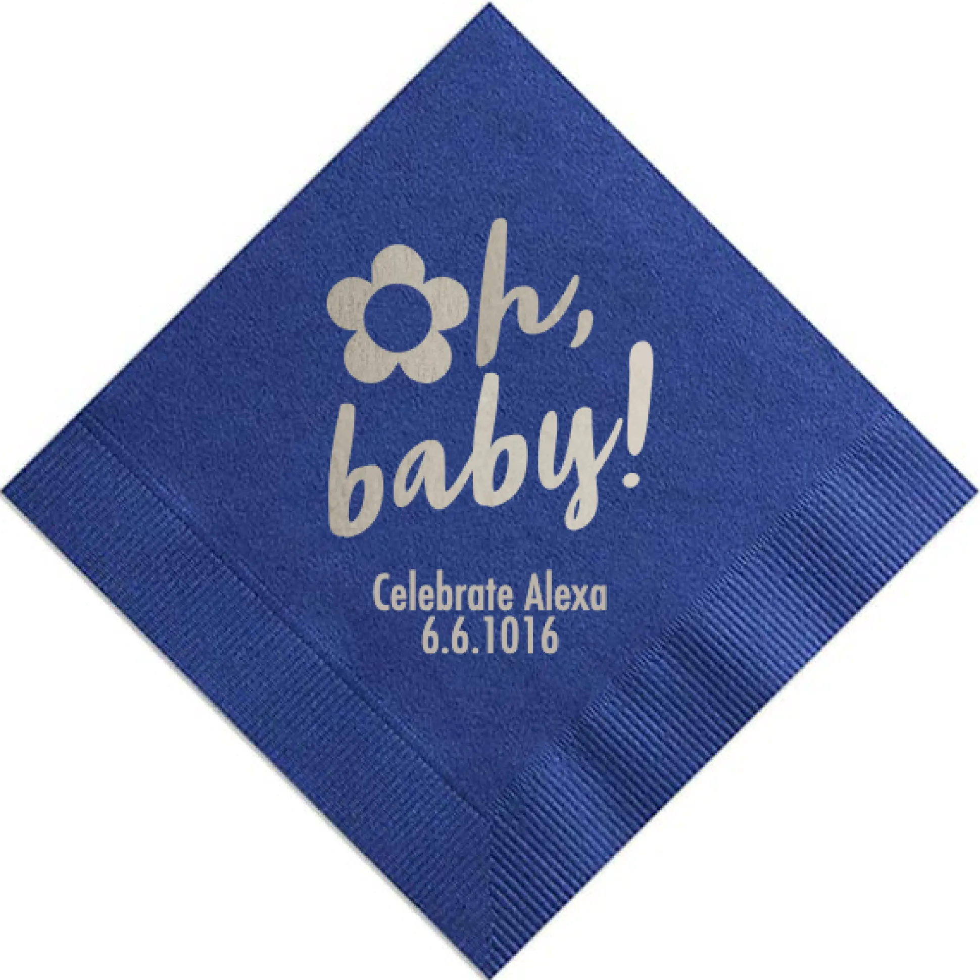 Personalized Oh Baby! Napkin, Silver Foil
