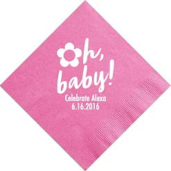 Personalized Oh Baby! Napkin, White Foil