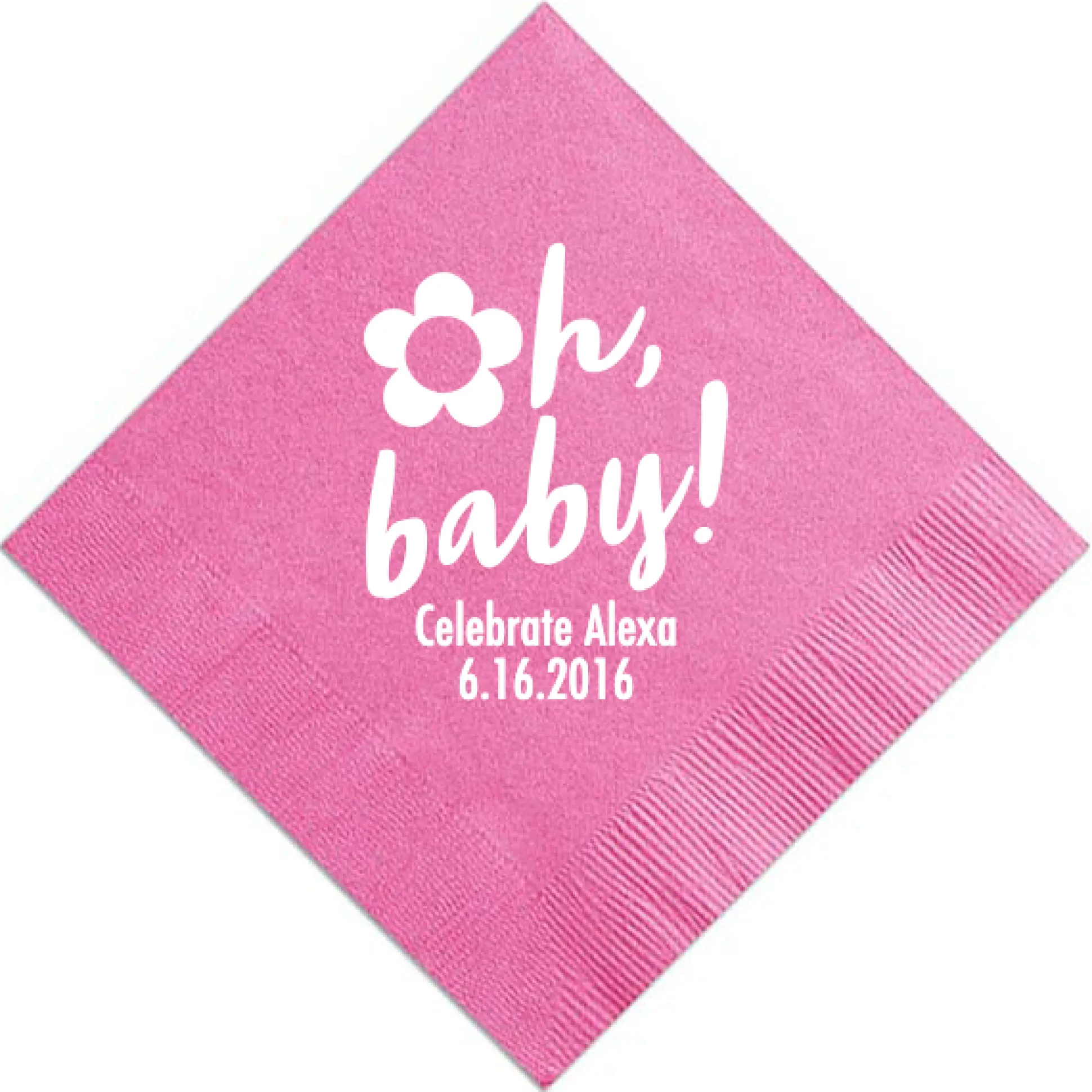 Personalized Oh Baby! Napkin, White Foil