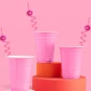 Pink Disco Straws - 12 Reusable Straws