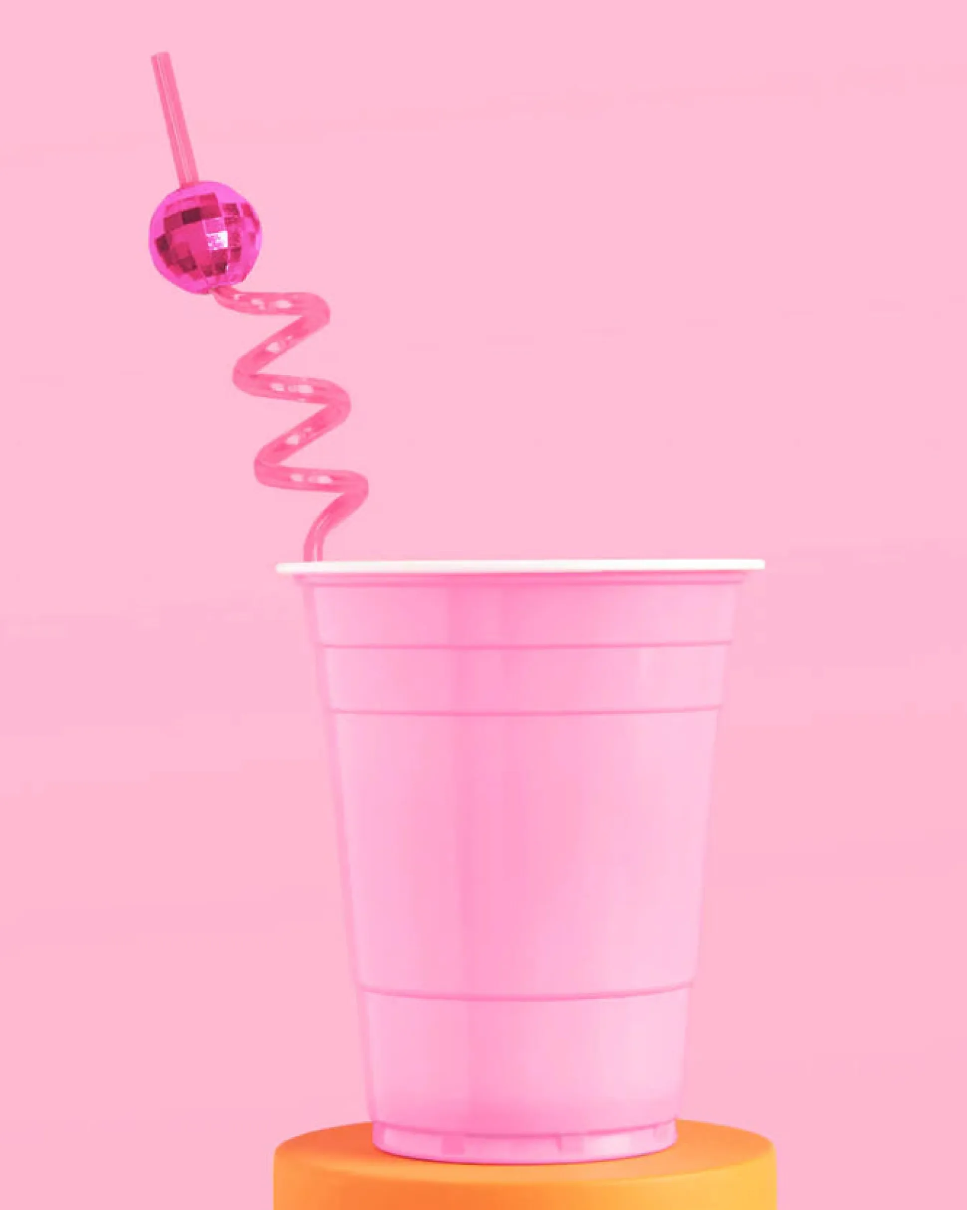 Pink Disco Straws - 12 Reusable Straws