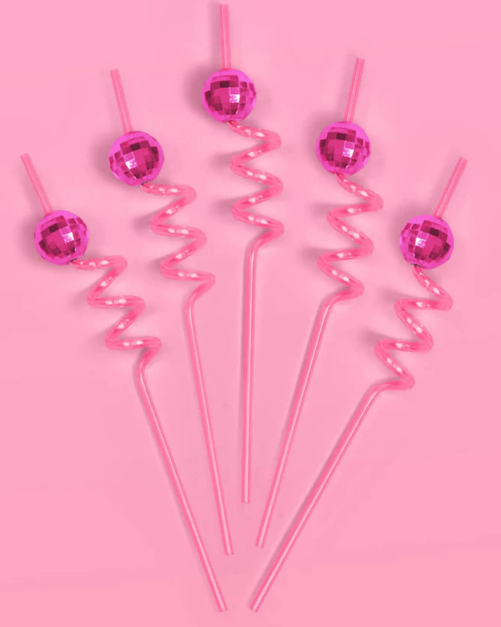 Pink Disco Straws - 12 Reusable Straws