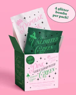Pink + Green Glitter Bombs - 4 cotton candy glitter bombs