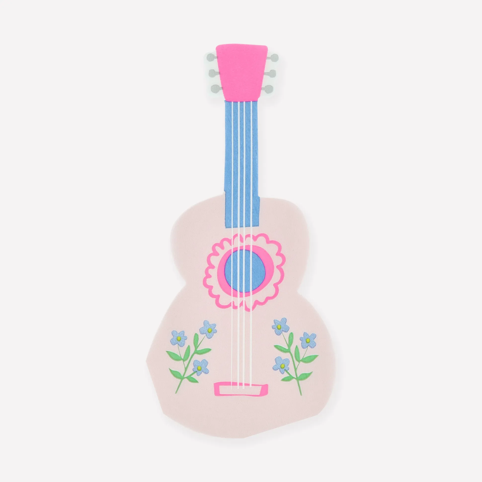 Pink Guitar Shaped Napkins (x 16)