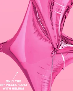 Pink Sparkle Balloon - 6 pc silver foil set