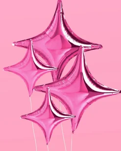 Pink Sparkle Balloon - 6 pc silver foil set