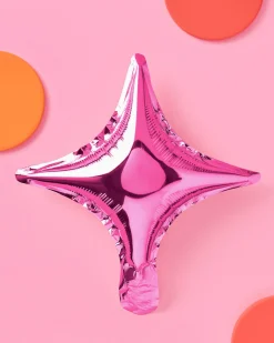 Pink Sparkle Balloon - 6 pc silver foil set