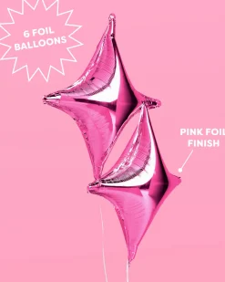 Pink Sparkle Balloon - 6 pc silver foil set