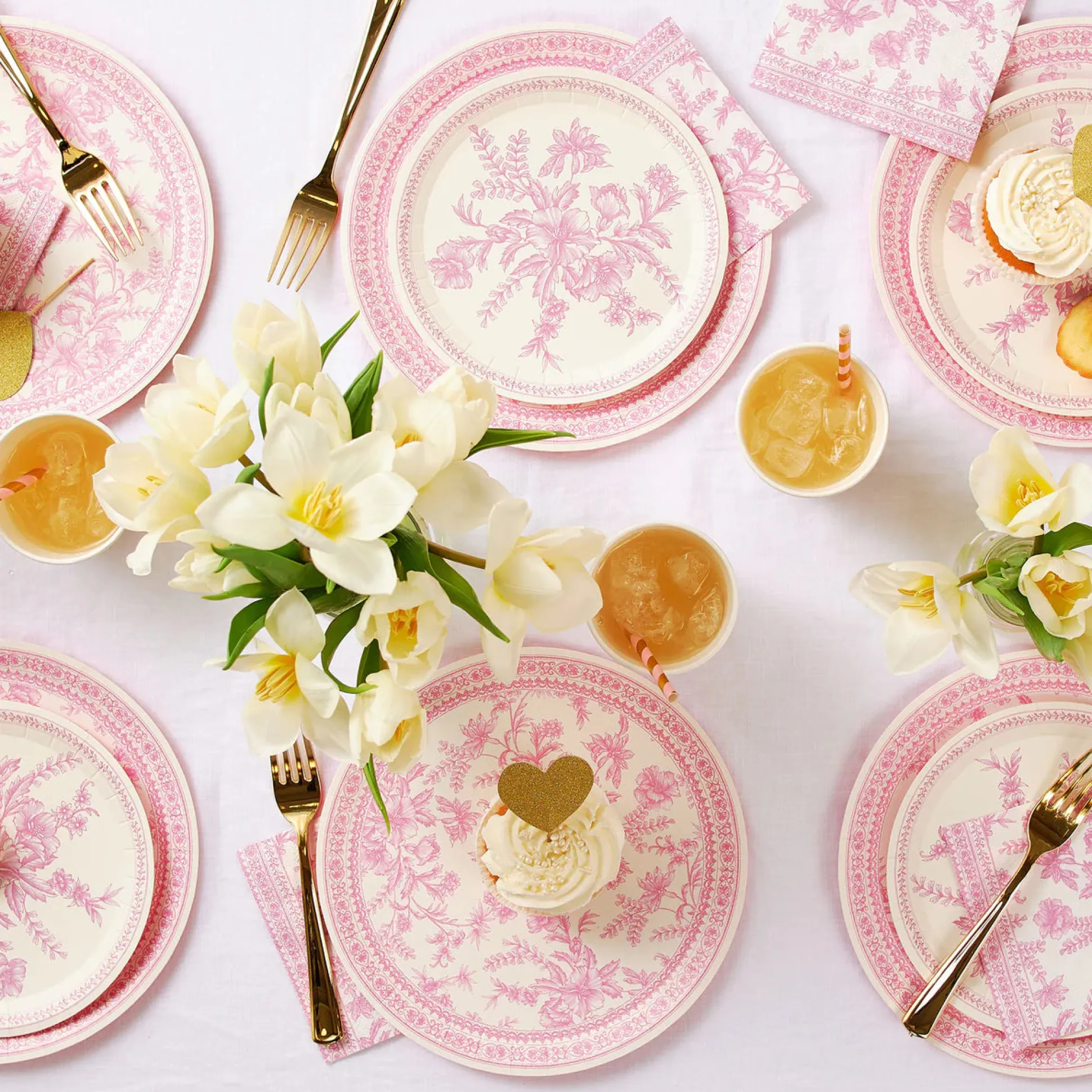 Pink Toile Cocktail Napkins, 25 per pack