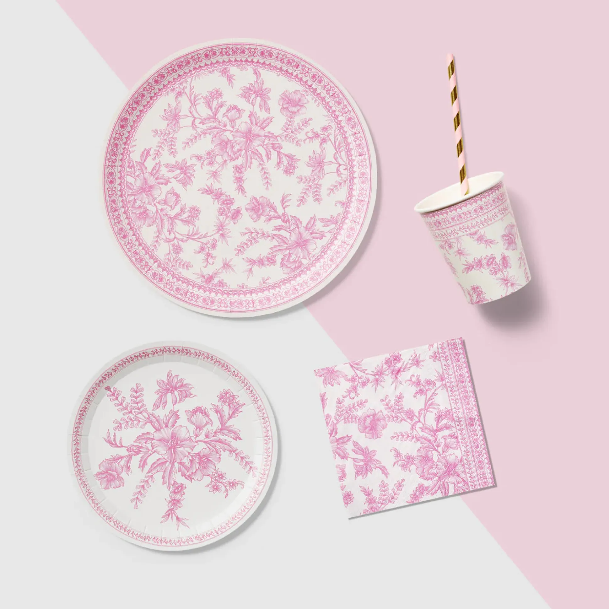 Pink Toile Cocktail Napkins, 25 per pack