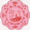 Pink Vintage Botanical Dinner Plates, Set of 8